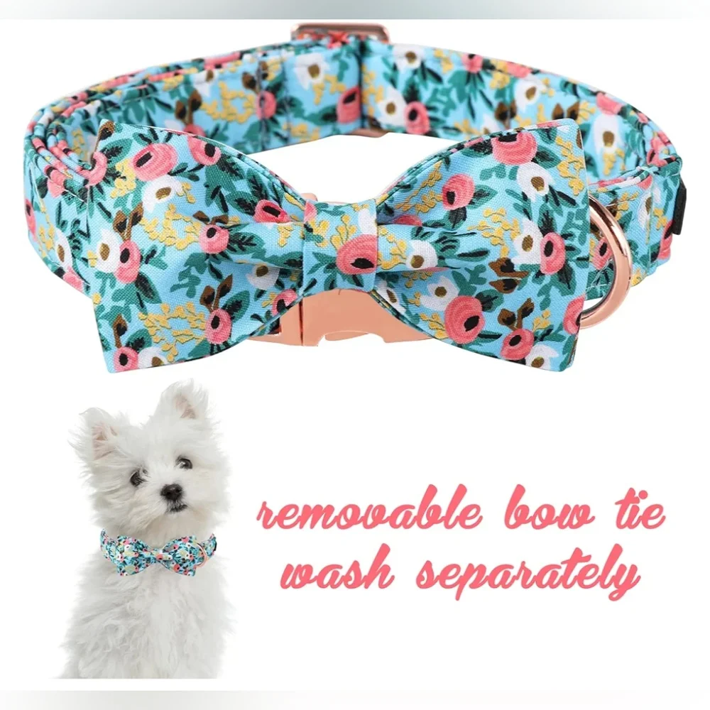 NWT Unique Style Paws handmade organic Dog collar with Bowtie Size Large…